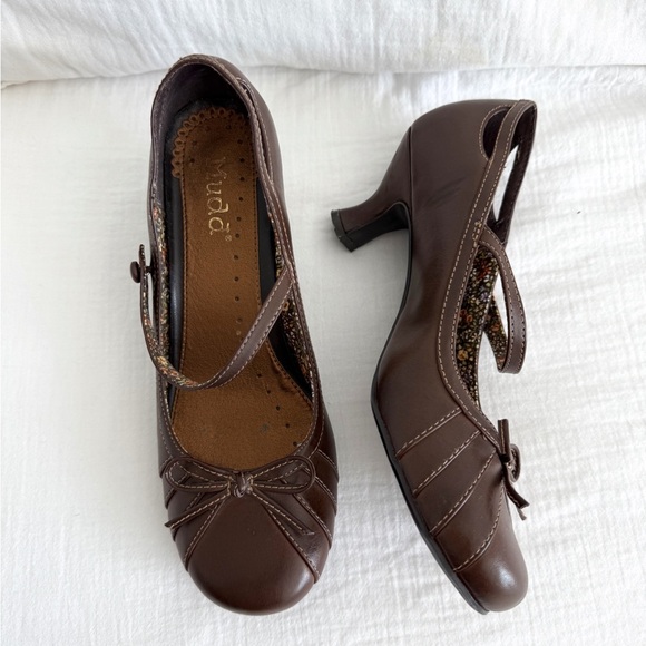 Y2K Mudd Brown Kitten Heel Chunky Mary Jane - Picture 1 of 8